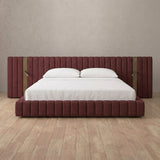 Linen Blend Burgundy — Extended Headboard with Integrated Lighting