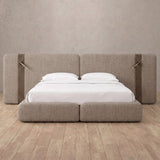 Linen Blend Taupe — Extended Headboard with Integrated Lighting