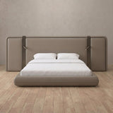 Performance Leather Taupe — Extended Headboard with Integrated Lighting