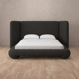Linen Blend Charcoal — Extended Headboard