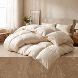 Plush down alternative duvet mounded, baffle-box construction