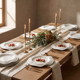 White Waves Plate Collection styled in a fine-dining tablescape