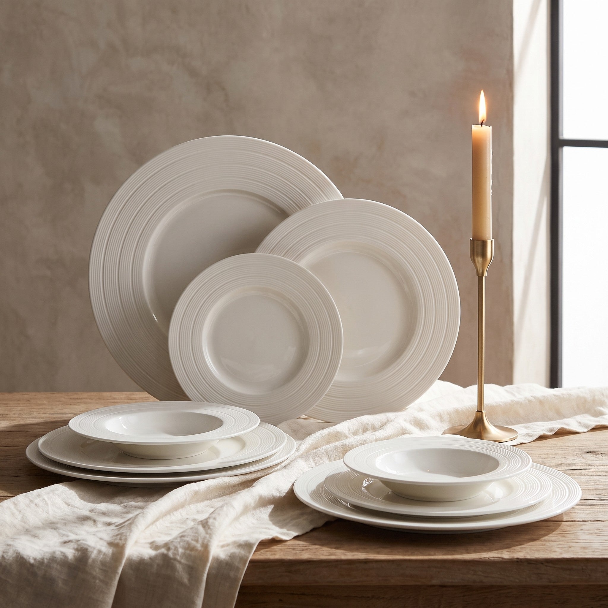 The full Solis Soup Plate range shown together