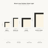 Block Lane Outdoor Solar Light sizes and specifications
