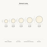 Element Lamp sizes and specifications