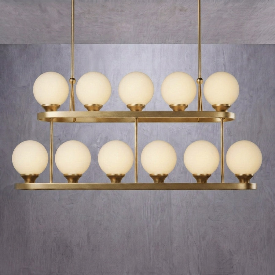 Halo Strata Two-Tier Rectangular Chandelier — dimensions