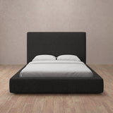 Linen Blend Charcoal — Full Height Headboard