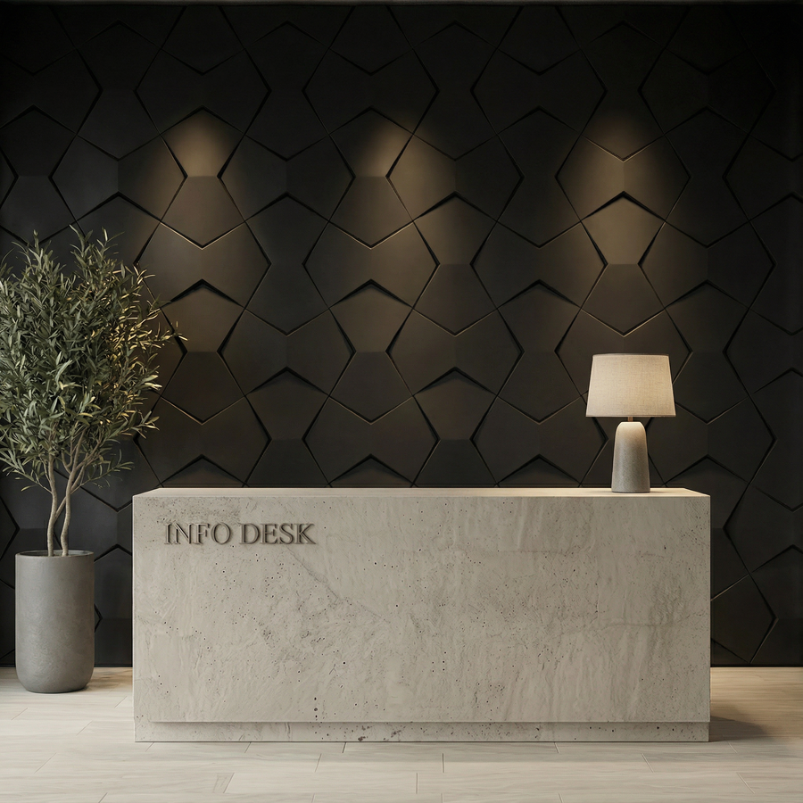Bowtie Geometric 3D Leather Wall Panel in Black