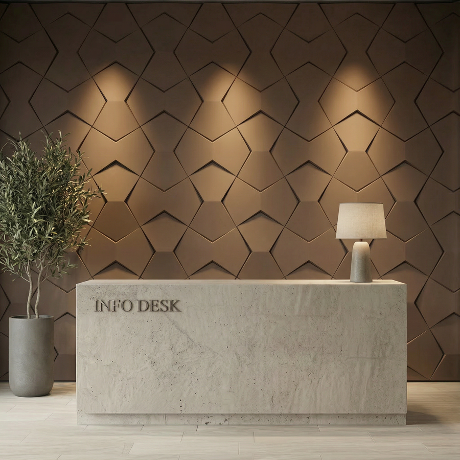 Bowtie Geometric 3D Leather Wall Panel in Brown