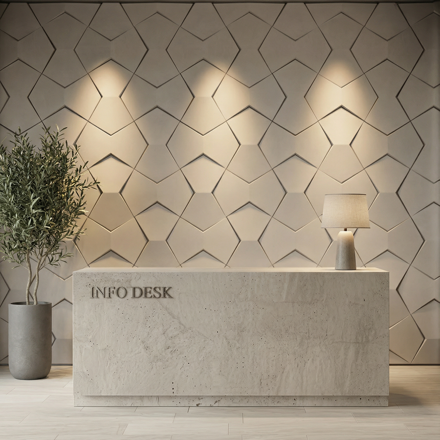 Bowtie Geometric 3D Leather Wall Panel in Classic White