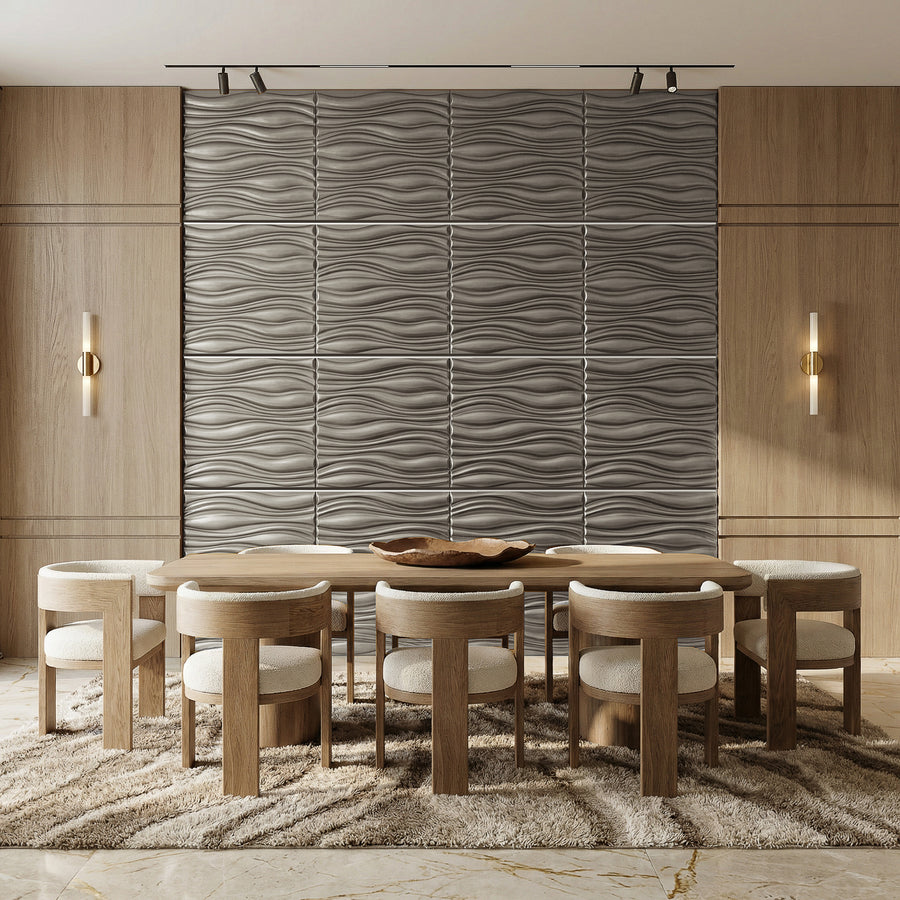 Gnarly Square 3D Leather Wall Panel in Grey