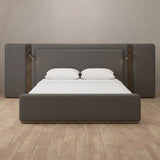 Performance Leather Smoke — Extended Headboard with Integrated Lighting