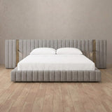 Linen Blend Pewter — Extended Headboard with Integrated Lighting