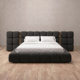 Boucle Smoke — Extended Headboard with Integrated Lighting