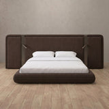 Linen Blend Espresso — Extended Headboard with Integrated Lighting