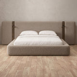 Boucle Taupe — Extended Headboard with Integrated Lighting