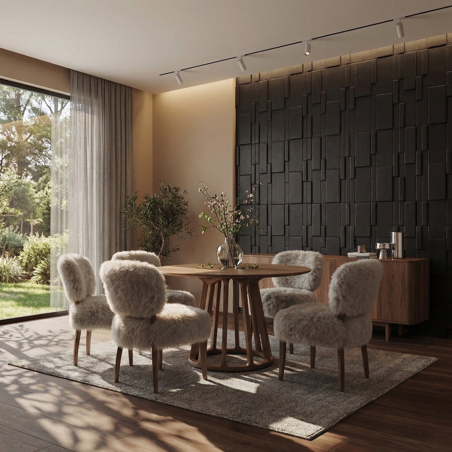Flux Square 3D Leather Wall Panel in Black