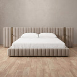 Boucle Taupe — Extended Headboard with Integrated Lighting