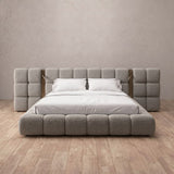 Boucle Pewter — Extended Headboard with Integrated Lighting