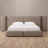 Performance Leather Taupe — Extended Headboard with Integrated Lighting