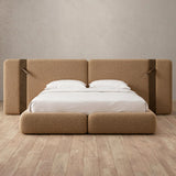 Boucle Toffee — Extended Headboard with Integrated Lighting