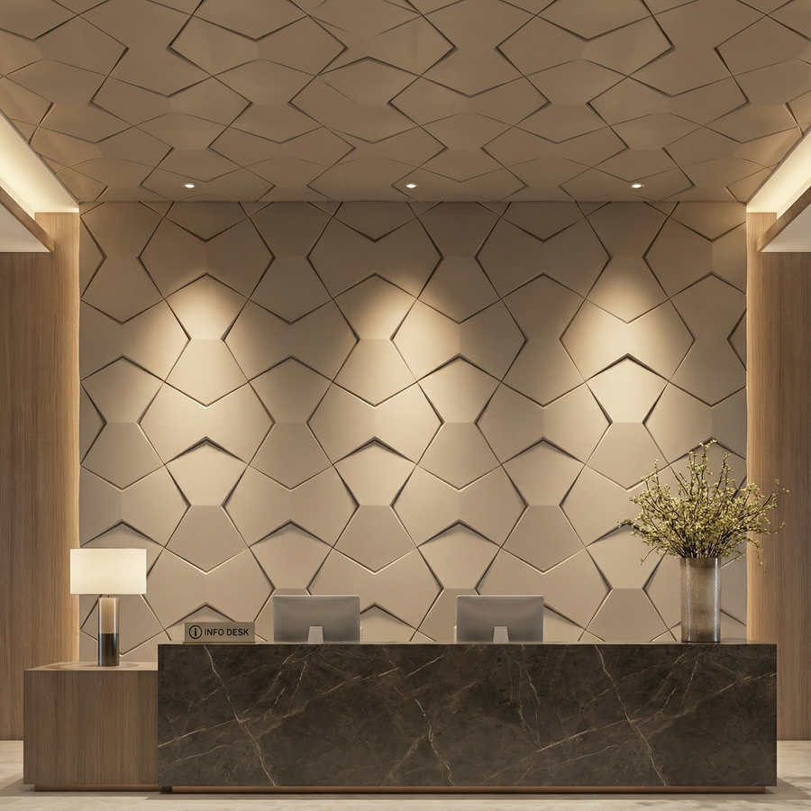 Bowtie Geometric 3D Leather Wall Panel in Classic White