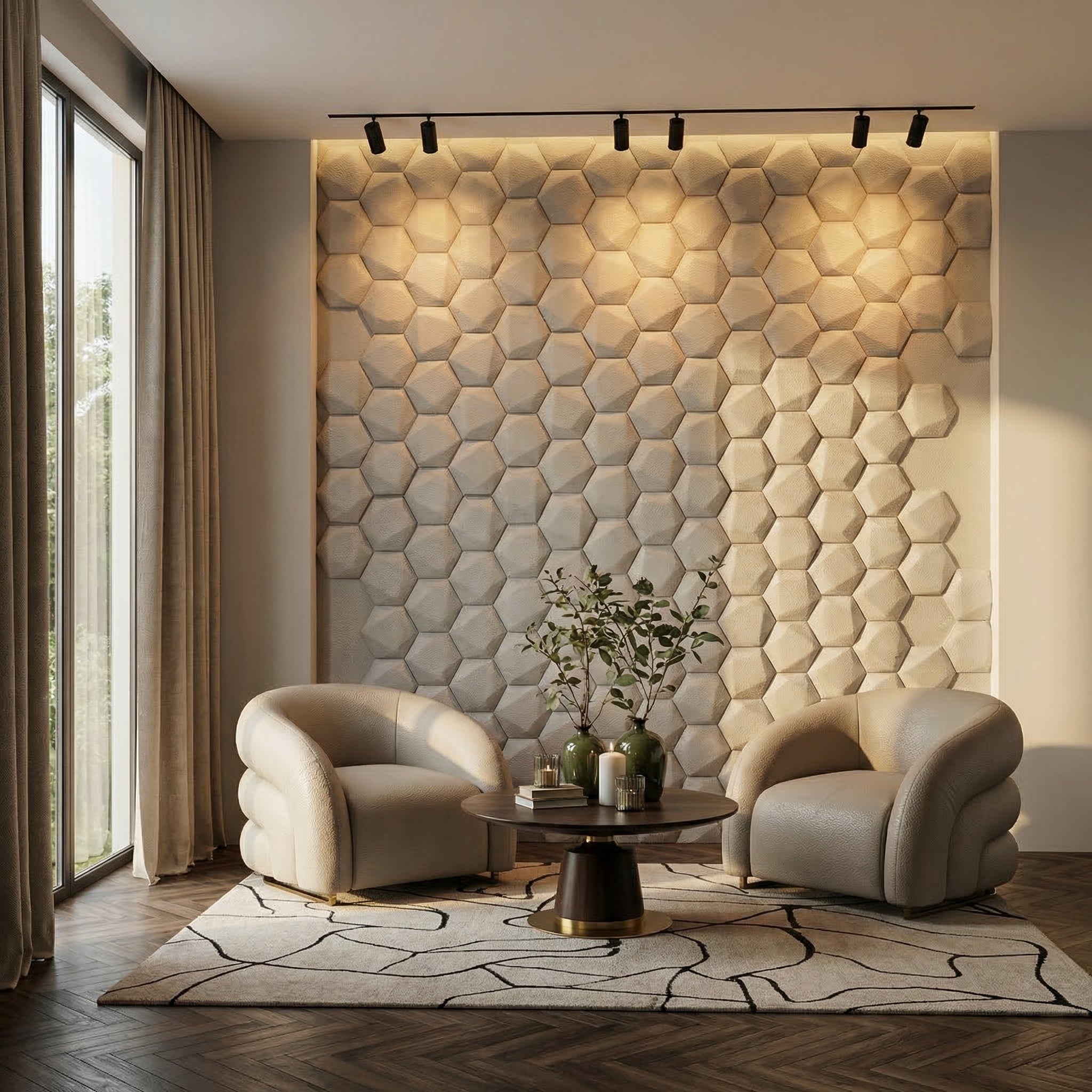 Trapezoid Hexagon 3D Leather Wall Panel – Articture