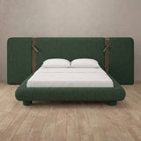 Linen Blend Forest Green — Extended Headboard with Integrated Lighting