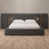 Performance Leather Smoke — Extended Headboard with Integrated Lighting