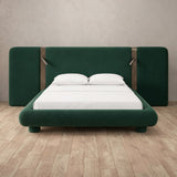 Boucle Forest Green — Extended Headboard with Integrated Lighting