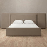 Performance Leather Taupe — Extended Headboard