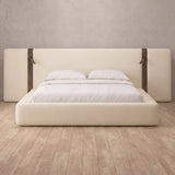 Performance Leather Cream — Extended Headboard with Integrated Lighting