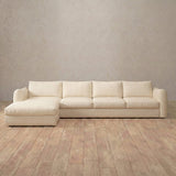 Top Grain Leather::4 Seater- Right Facing with Chaise Product Gallery Cream Top Grain Leather
