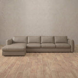 Top Grain Leather::4 Seater- Right Facing with Chaise Product Gallery Taupe Top Grain Leather