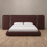 Performance Leather Burgundy — Extended Headboard with Integrated Lighting