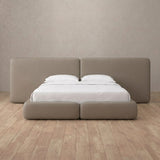 Performance Leather Taupe — Extended Headboard