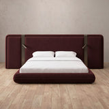 Boucle Burgundy — Extended Headboard with Integrated Lighting