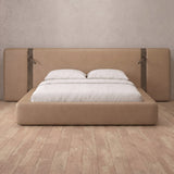 Performance Leather Latte — Extended Headboard with Integrated Lighting