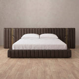 Performance Leather Espresso — Extended Headboard with Integrated Lighting
