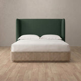 Linen Blend Forest Green — Full Height Headboard