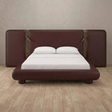 Performance Leather Burgundy — Extended Headboard with Integrated Lighting