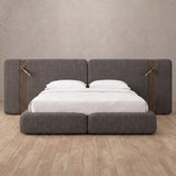 Linen Blend Stone — Extended Headboard with Integrated Lighting