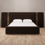 Boucle Espresso — Extended Headboard with Integrated Lighting