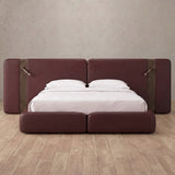 Performance Leather Burgundy — Extended Headboard with Integrated Lighting