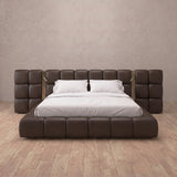 Performance Leather Espresso — Extended Headboard with Integrated Lighting