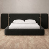 Boucle Charcoal — Extended Headboard with Integrated Lighting