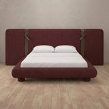 Linen Blend Burgundy — Extended Headboard with Integrated Lighting