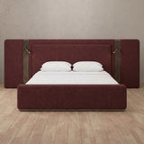 Linen Blend Burgundy — Extended Headboard with Integrated Lighting