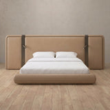 Performance Leather Latte — Extended Headboard with Integrated Lighting