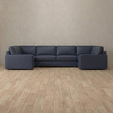 Top Grain Leather::Articture Signature Sofa Large Sectional InkBlue Top Grain Leather